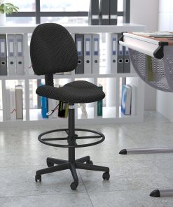 Flash Furniture Fabric Drafting Chair (Cylinders: 22.5''-27''H or 26''-30.5''H), Black