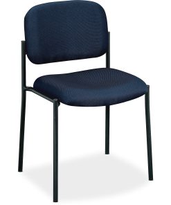 HON® Fabric Stacking Guest Chair With Leg Base, Black/Navy Blue 2