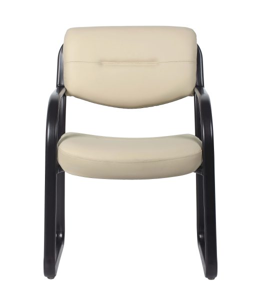 Boss Office Products Leather Mid-Back Guest Chair, Beige - Image 2