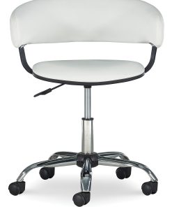 Powell Low-Back Faux Leather Gas-Lift Desk Chair, White 2