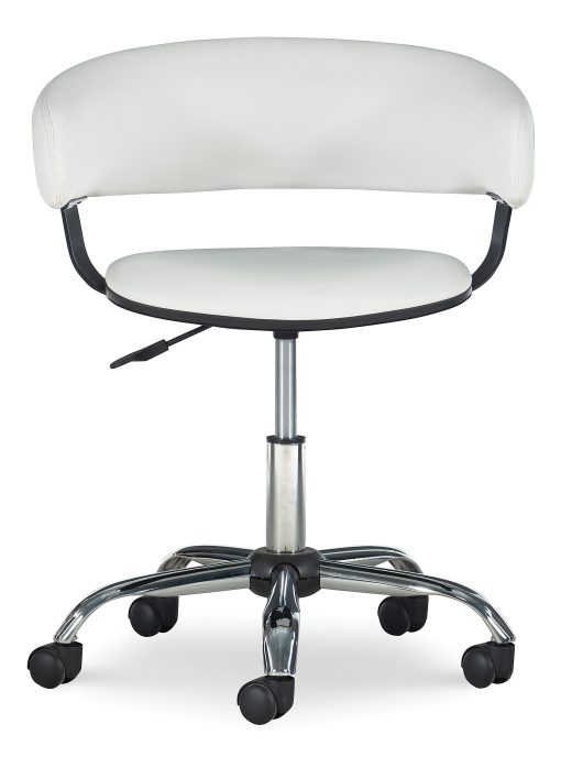 Powell Low-Back Faux Leather Gas-Lift Desk Chair, White - Image 2