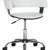 Powell Low-Back Faux Leather Gas-Lift Desk Chair, White