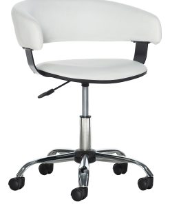 Powell Low-Back Faux Leather Gas-Lift Desk Chair, White