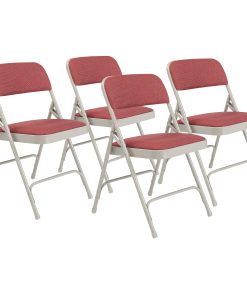 National Public Seating 2200 2-Hinge Folding Chairs, Wine/Gray, Set Of 4 Chairs