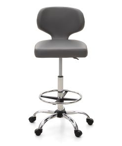 ALPHA HOME Adjustable Ergonomic Faux Leather Office Drafting Chair With Back, Gray 2