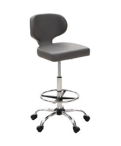 ALPHA HOME Adjustable Ergonomic Faux Leather Office Drafting Chair With Back, Gray