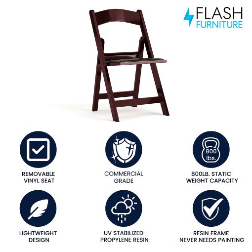 Flash Furniture Hercules Folding Chair, Red Mahogany - Image 2