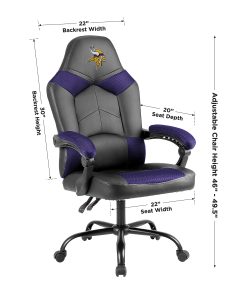 Imperial Adjustable Oversized Vinyl High-Back Office Task Chair, NFL Minnesota Vikings, Black/Purple 2