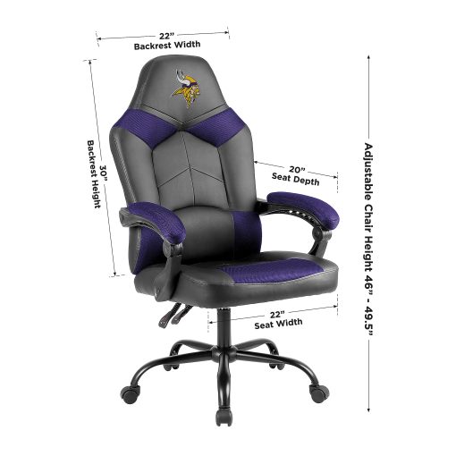 Imperial Adjustable Oversized Vinyl High-Back Office Task Chair, NFL Minnesota Vikings, Black/Purple - Image 2