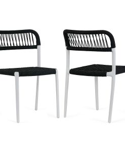 Glamour Home Belen Fabric Dining Accent Chairs, Brown/White, Set Of 2 Chairs