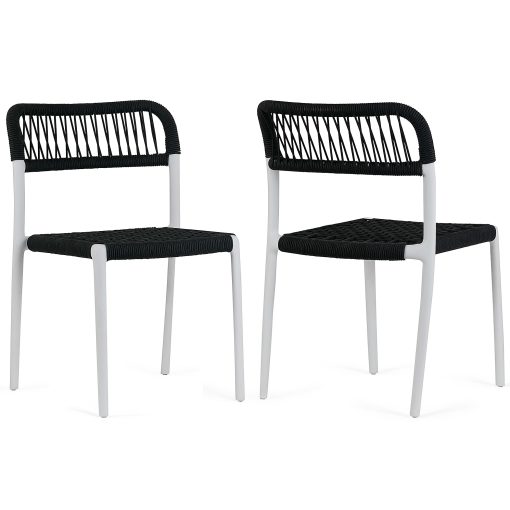Glamour Home Belen Fabric Dining Accent Chairs, Brown/White, Set Of 2 Chairs