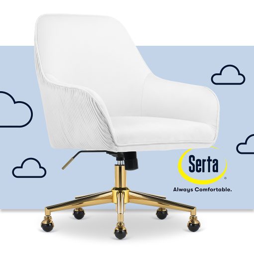 Serta® Chloe Ergonomic Fabric Mid-Back Home Office Chair, Off-White - Image 2