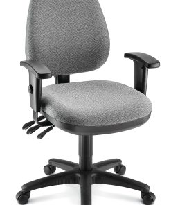 WorkPro® Patriot Multifunction Ergonomic Fabric Task Chair, Gray/Black, BIFMA Compliant