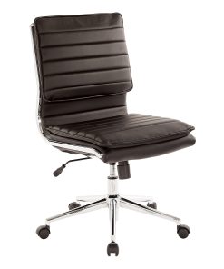 Office Star™ Pro-Line II™ SPX Armless Bonded Leather Mid-Back Chair, Black/Chrome