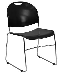 Flash Furniture HERCULES Plastic Ultra-Compact Stack Chair, Black/Chrome 2