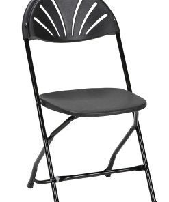 Cosco Classic Collection Fan Back Resin Folding Chair, Black, Pack Of 8