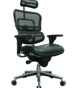 Raynor® Eurotech Ergohuman Ergonomic Bonded Leather/Mesh High-Back Chair, Black/Chrome 2