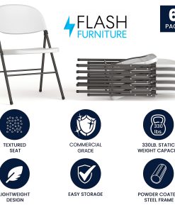 Flash Furniture Hercules Folding Chairs, Set Of 6 Folding Chairs, Granite White/Charcoal 2