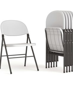 Flash Furniture Hercules Folding Chairs, Set Of 6 Folding Chairs, Granite White/Charcoal