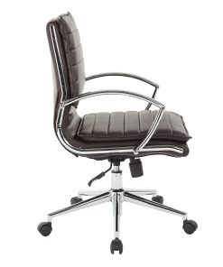 Office Star™ Pro-Line II™ SPX Bonded Leather Mid-Back Chair, Espresso/Chrome 2