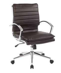 Office Star™ Pro-Line II™ SPX Bonded Leather Mid-Back Chair, Espresso/Chrome