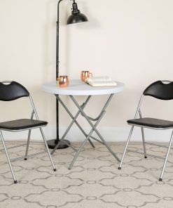 Flash Furniture Hercules Vinyl Metal Folding Chairs, Set Of 4 Folding Chairs, Black