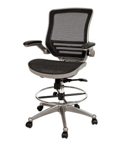 Flash Furniture Mid-Back Transparent Mesh Drafting Chair with Flip-Up Arms, Black/Graphite Silver 2