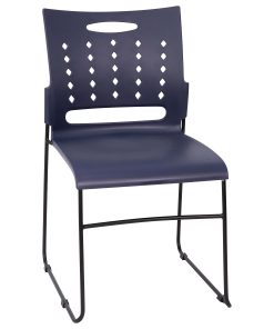 Flash Furniture Sled-Base Stacking Chairs With Handles And Air-Vent Backs, Navy