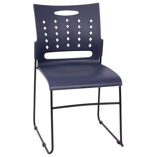 Flash Furniture Sled-Base Stacking Chairs With Handles And Air-Vent Backs, Navy