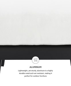 Linon Abilene Aluminum Outdoor Ottoman, 17-3/4”H x 22”W x 22”D, Black/White 2