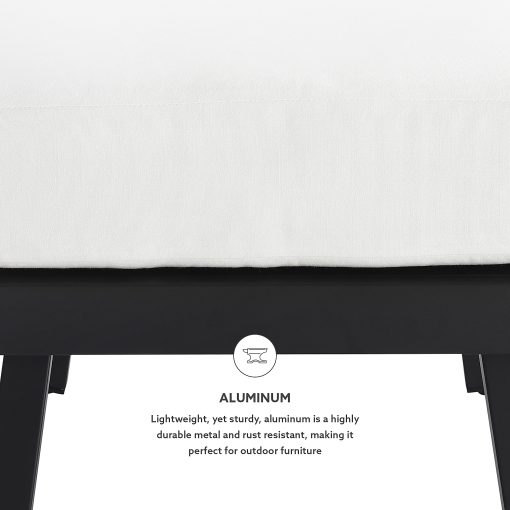 Linon Abilene Aluminum Outdoor Ottoman, 17-3/4”H x 22”W x 22”D, Black/White - Image 2