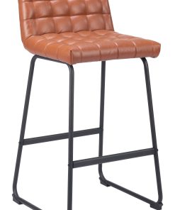 Zuo Pago Faux Leather Bar Stools With Backs, Brown/Black, Set Of 2 Stools 2