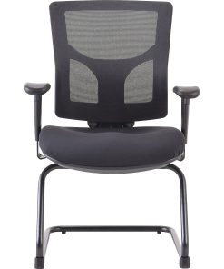 Lorell Conjure Guest Chair – Fabric, Polyurethane Foam Seat Material – Mesh Back Material – Mid Back – Sled Base – Black – 1 Each 2