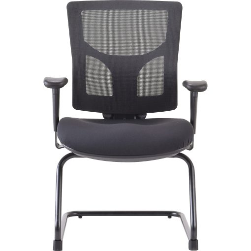 Lorell Conjure Guest Chair - Fabric, Polyurethane Foam Seat Material - Mesh Back Material - Mid Back - Sled Base - Black - 1 Each - Image 2