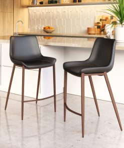 Zuo Magnus Counter-Height Stools, Black/Walnut, Set Of 2 Stools 2