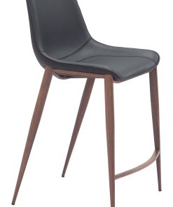 Zuo Magnus Counter-Height Stools, Black/Walnut, Set Of 2 Stools