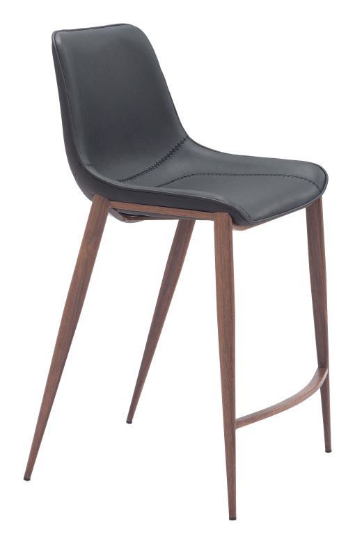 Zuo Magnus Counter-Height Stools, Black/Walnut, Set Of 2 Stools