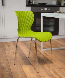Flash Furniture Lowell Contemporary Design Plastic Stack Chair, Citrus Green 2
