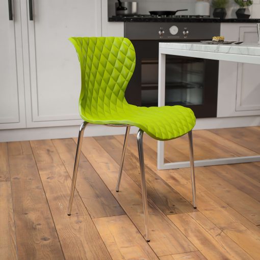 Flash Furniture Lowell Contemporary Design Plastic Stack Chair, Citrus Green - Image 2