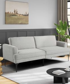 Serta Preston Polyester Convertible Sofa, 34-5/16”H x 83-1/8”W x 30-5/16”D, Light Gray 2