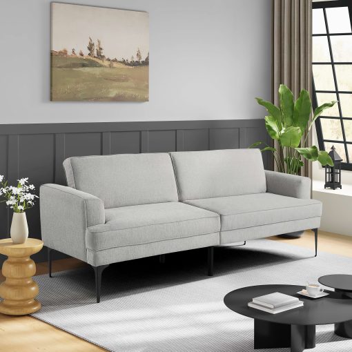Serta Preston Polyester Convertible Sofa, 34-5/16”H x 83-1/8”W x 30-5/16”D, Light Gray - Image 2