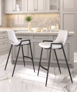 Zuo Desi Counter-Height Stools, White, Set Of 2 Stools 2