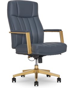 Thomasville Lyndale Ergonomic Faux Leather Mid-Back Office Chair, Dark Blue