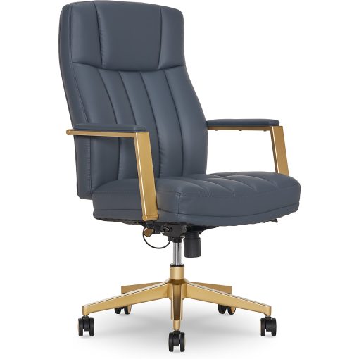Thomasville Lyndale Ergonomic Faux Leather Mid-Back Office Chair, Dark Blue