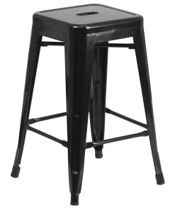 Flash Furniture 24″H Commercial-Grade Metal Backless Counter Stool, Black 2