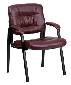 Flash Furniture LeatherSoft Executive Side Reception Chair with Powder Coated Frame, Burgundy/Black 2