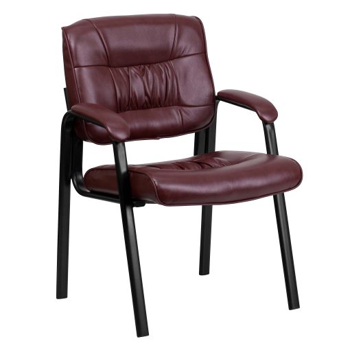 Flash Furniture LeatherSoft Executive Side Reception Chair with Powder Coated Frame, Burgundy/Black - Image 2