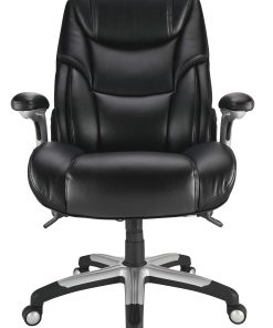 Realspace® Torval Big & Tall Bonded Leather High-Back Computer Office Chair, Black/Silver, BIFMA Compliant 2