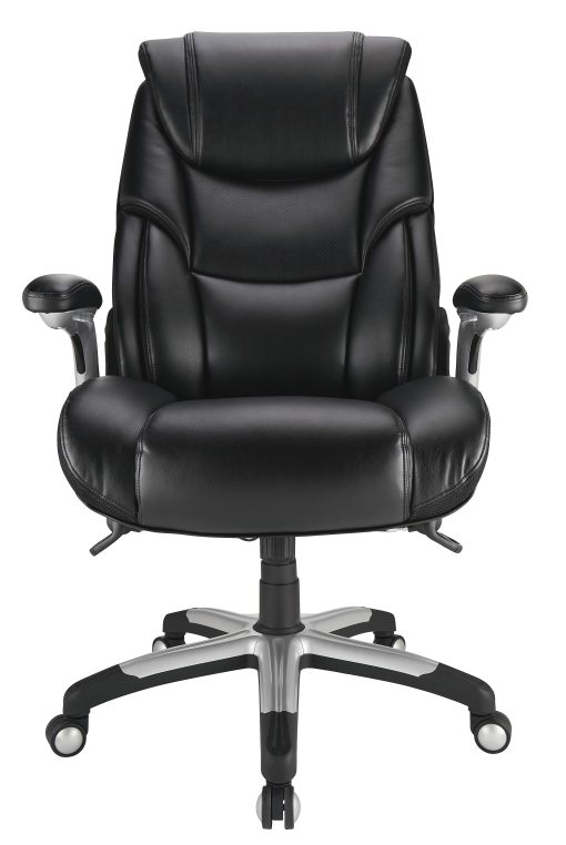Realspace® Torval Big & Tall Bonded Leather High-Back Computer Office Chair, Black/Silver, BIFMA Compliant - Image 2