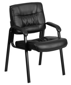 Flash Furniture LeatherSoft Executive Side Reception Chair with Powder Coated Frame, Black/Black 2